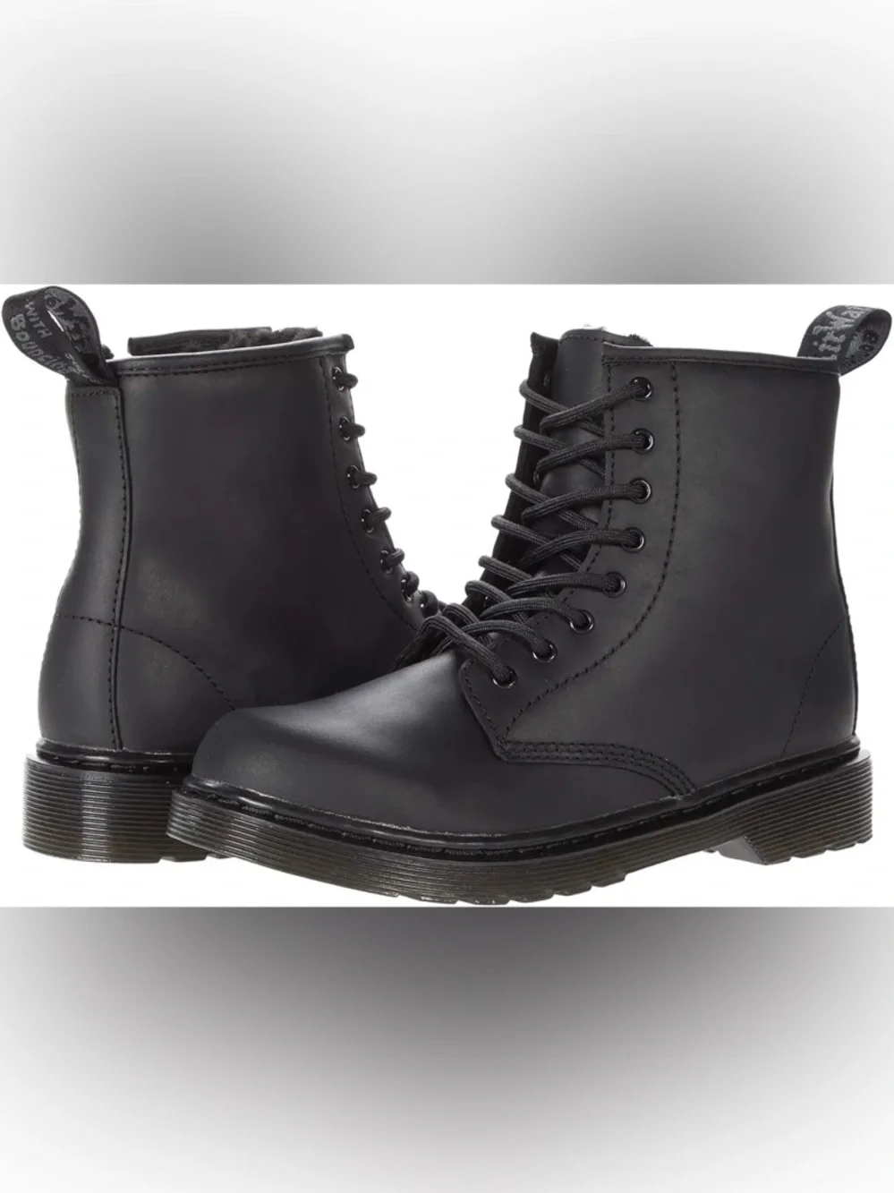 Dr. Martens Kids 1460 Pascal Mono Black Lace-Up Ankle Boots